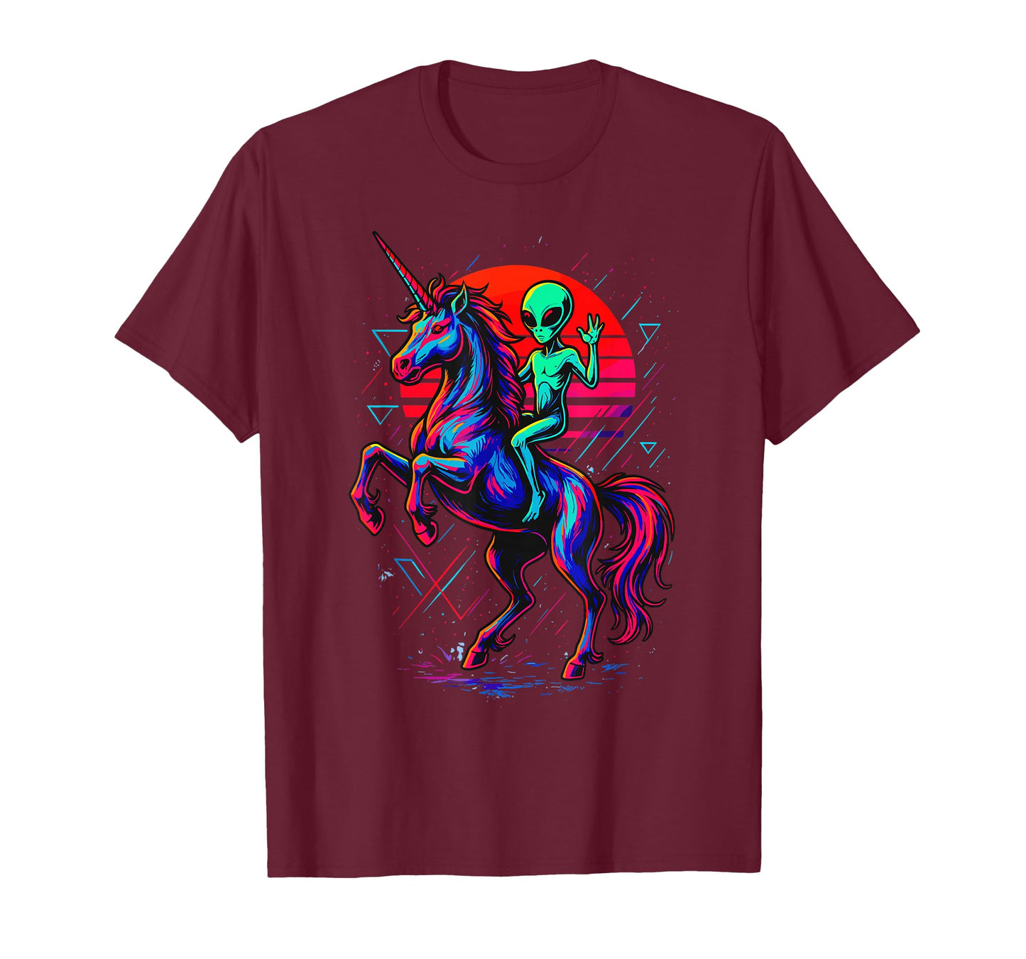 Alien Rides Rainbow Unicorn Retro Area 51 T-Shirt