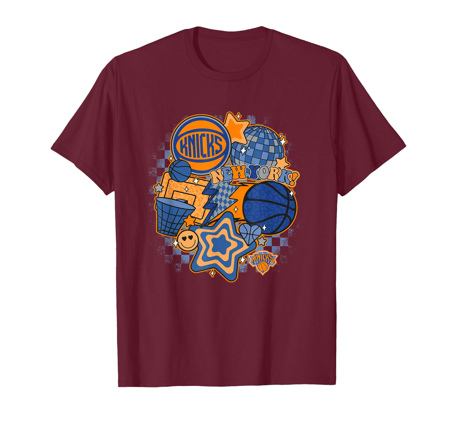 NBA New York Knicks Psychedelic Basketball Collage T-Shirt