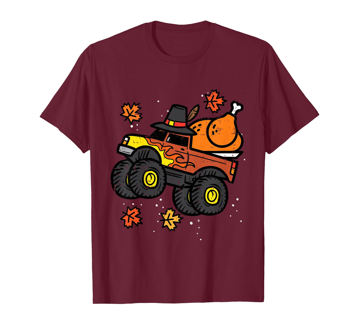 Kids Thanksgiving Monster Truck Turkey Fall Boys Kids Toddler T-Shirt