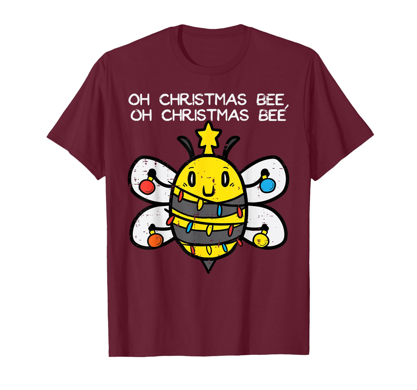 Funny Oh Christmas Bee Xmas Lights Men Women Boys Girls Kids T-Shirt