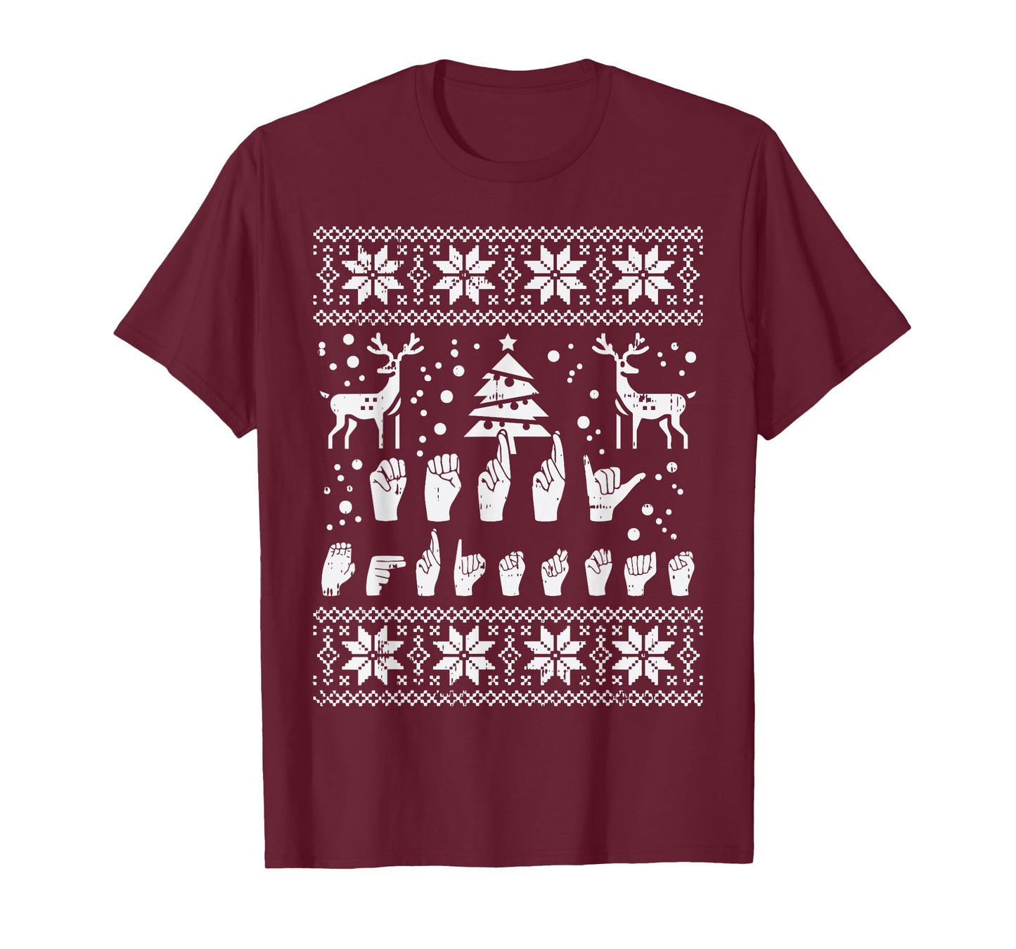 Merry Christmas Sign Language ASL Deaf Ugly Christmas Gift T-Shirt