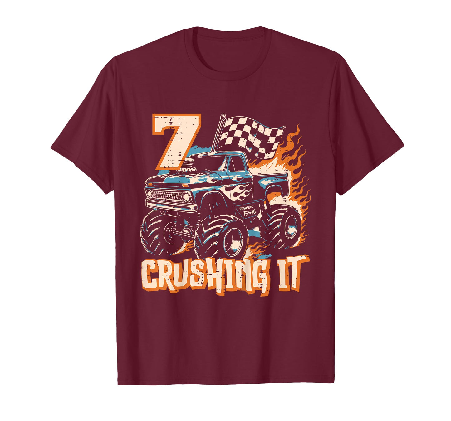 Kids 7 Crushing It Monster Truck Cool 7th Birthday Bday Boys Kids T-Shirt