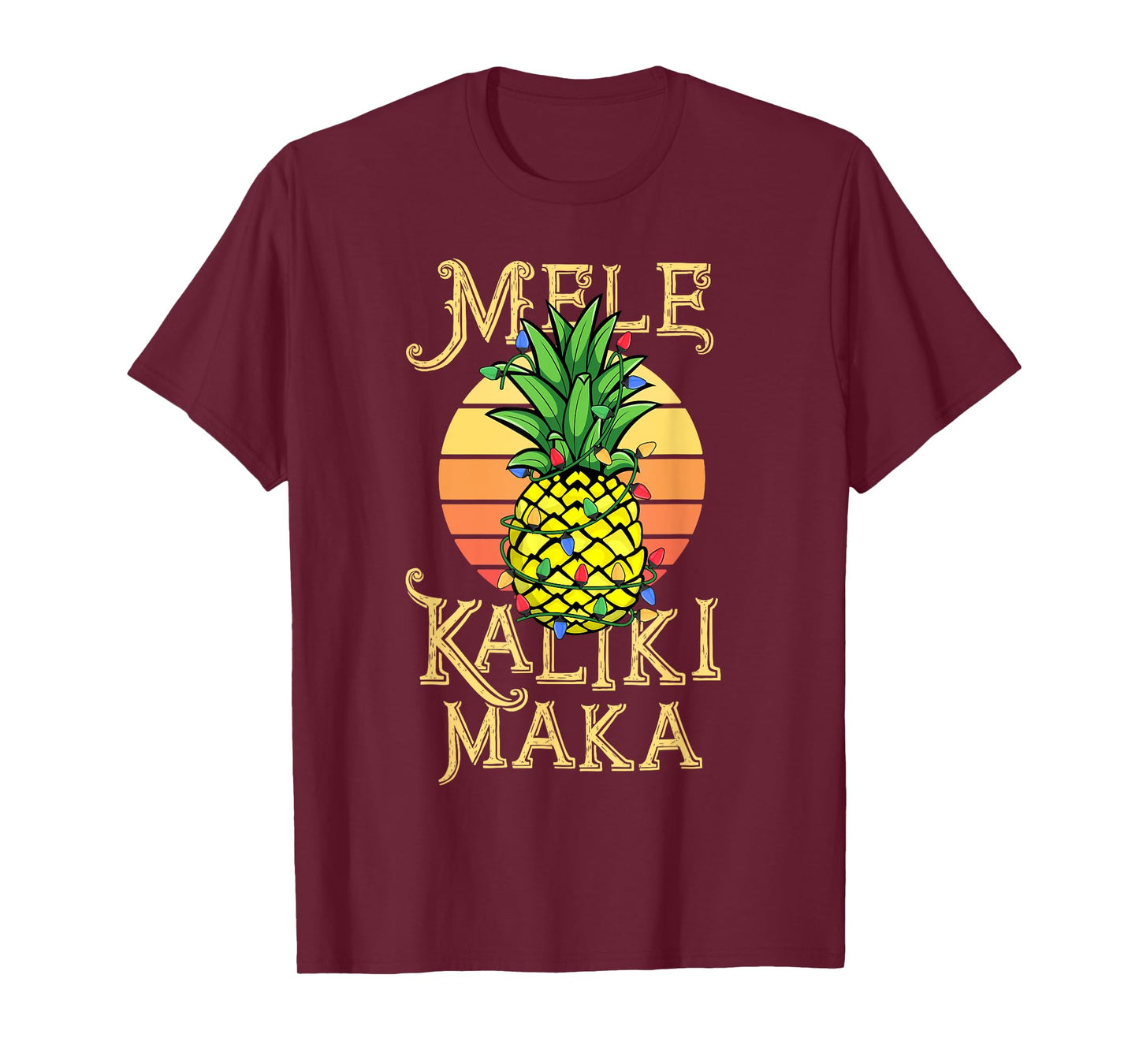 Mele Kalikimaka Hawaiian Christmas Retro Vintage Sunset T-Shirt