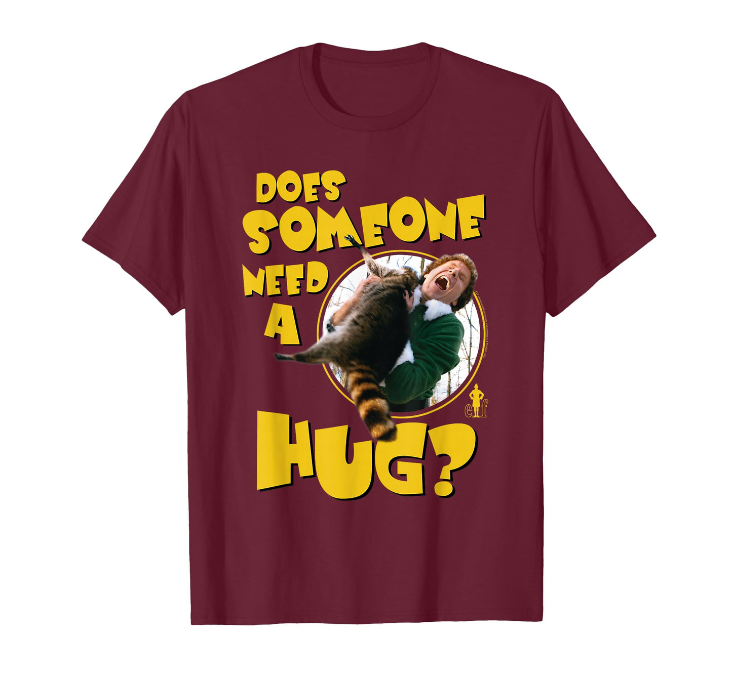 Elf Need a Hug Raccoon Attack Funny Christmas Movie T-Shirt