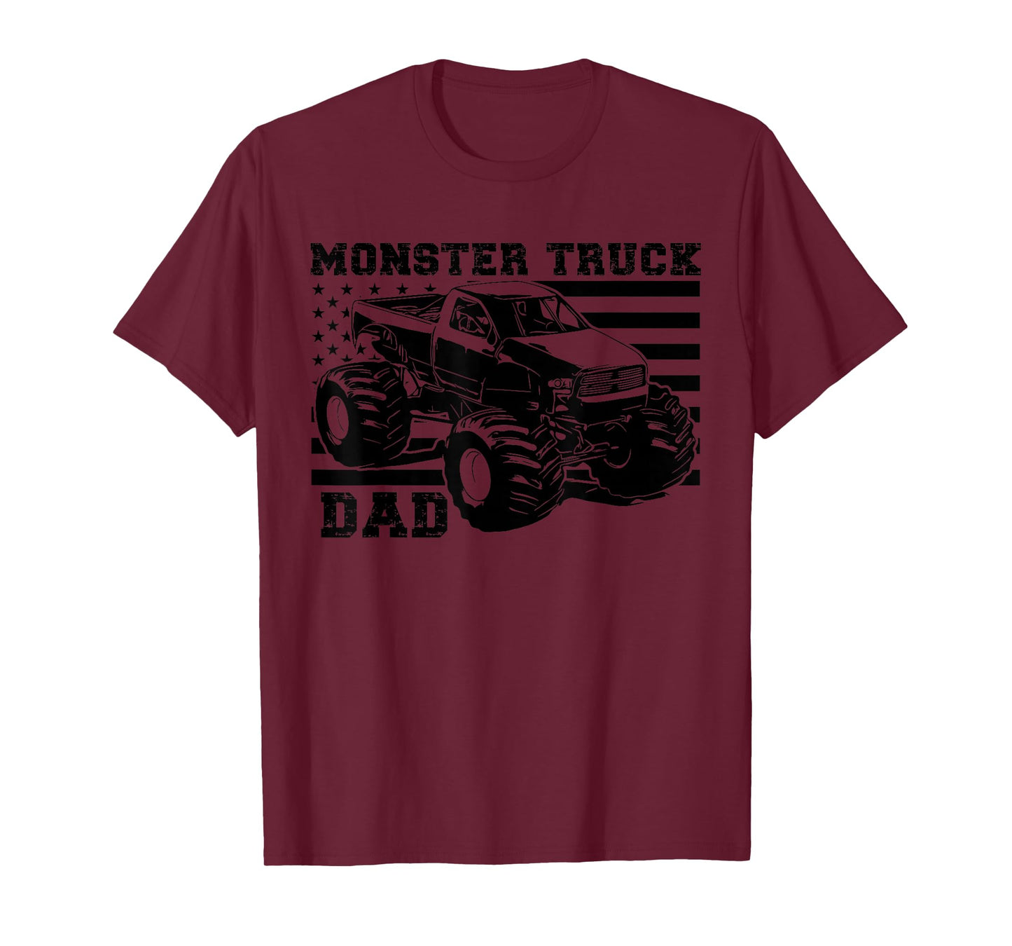 Patriotic Art Love USA Proud American Flag Monster Truck Dad T-Shirt