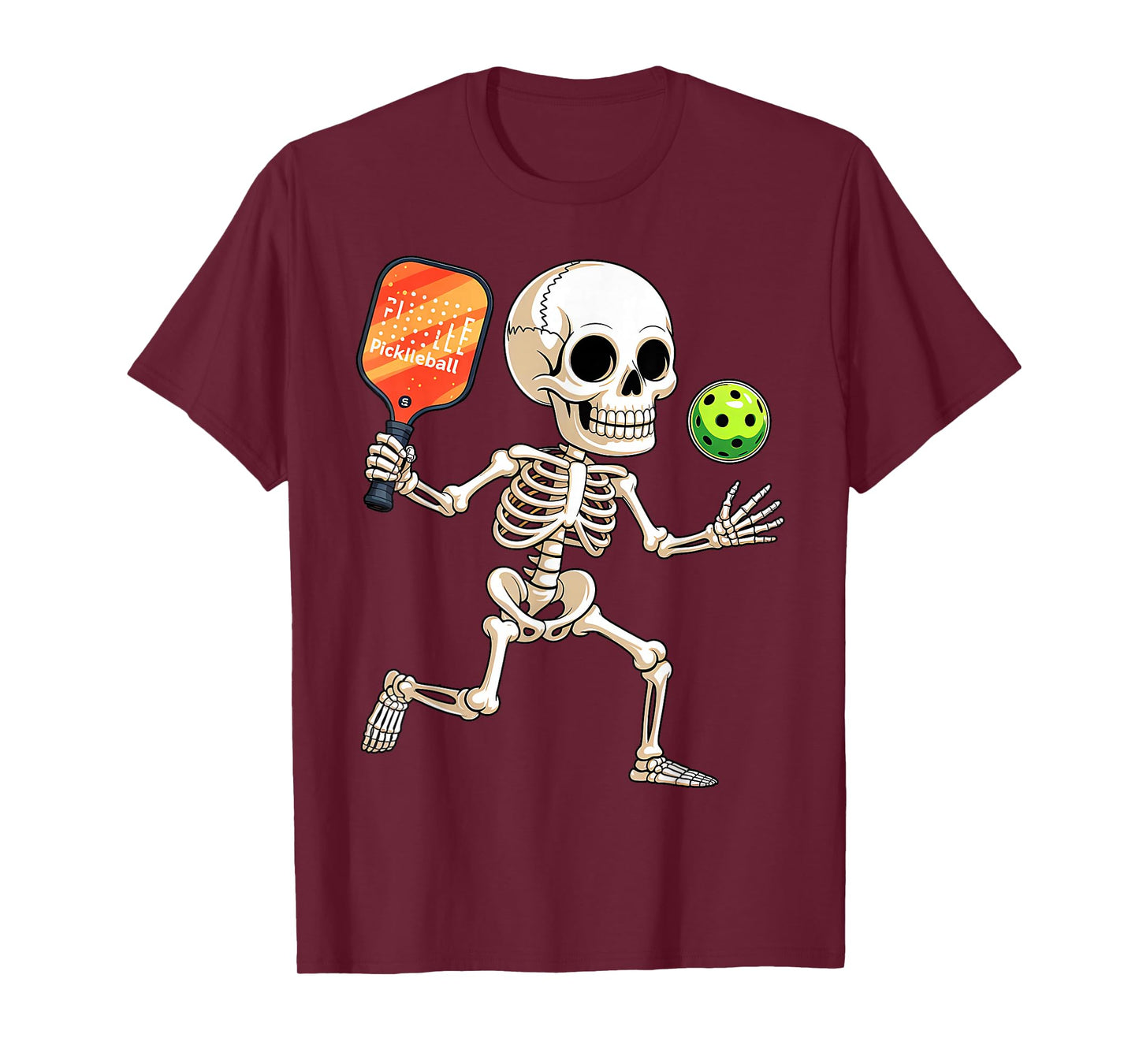 Skeleton Playing Pickle Ball Halloween Costume Funny Men Boy T-Shirt