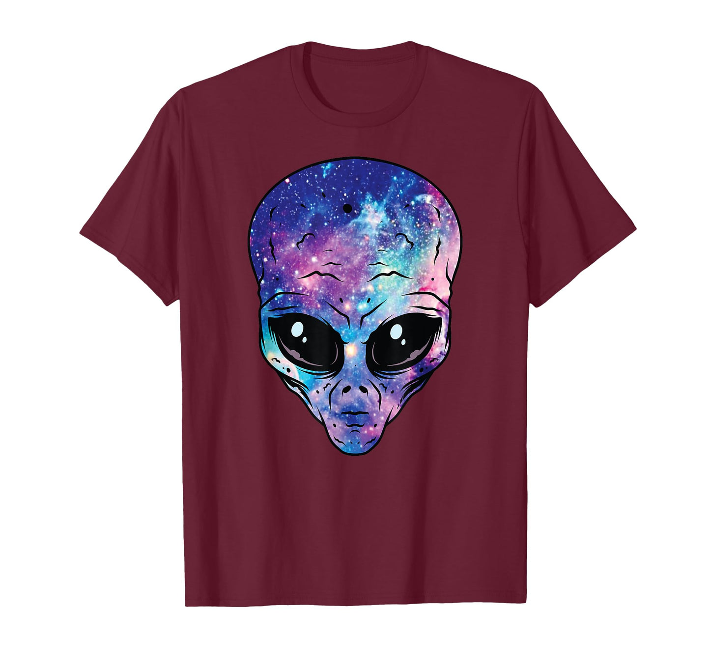 Alien Head Face Starry Night Sky UFO Hunter Space Graphic T-Shirt