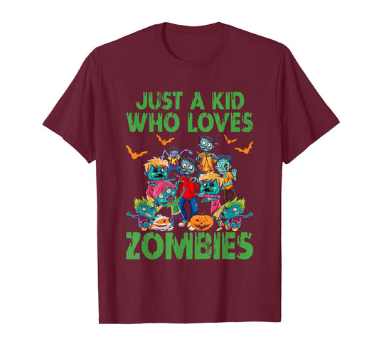 Just A Kid Who Loves Zombies Halloween Zombie Enthusiast T-Shirt