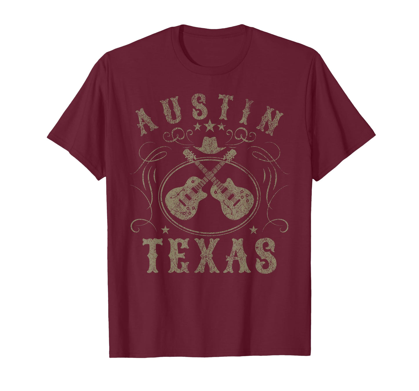 Austin Texas USA Travel T-Shirt - Unisex Adults & Kids - Black - Short Sleeve - Crew Neck - Vintage - Music - Vacation - Polyester 100% - Lightweight - Classic Fit - Detailed Fabric Composition