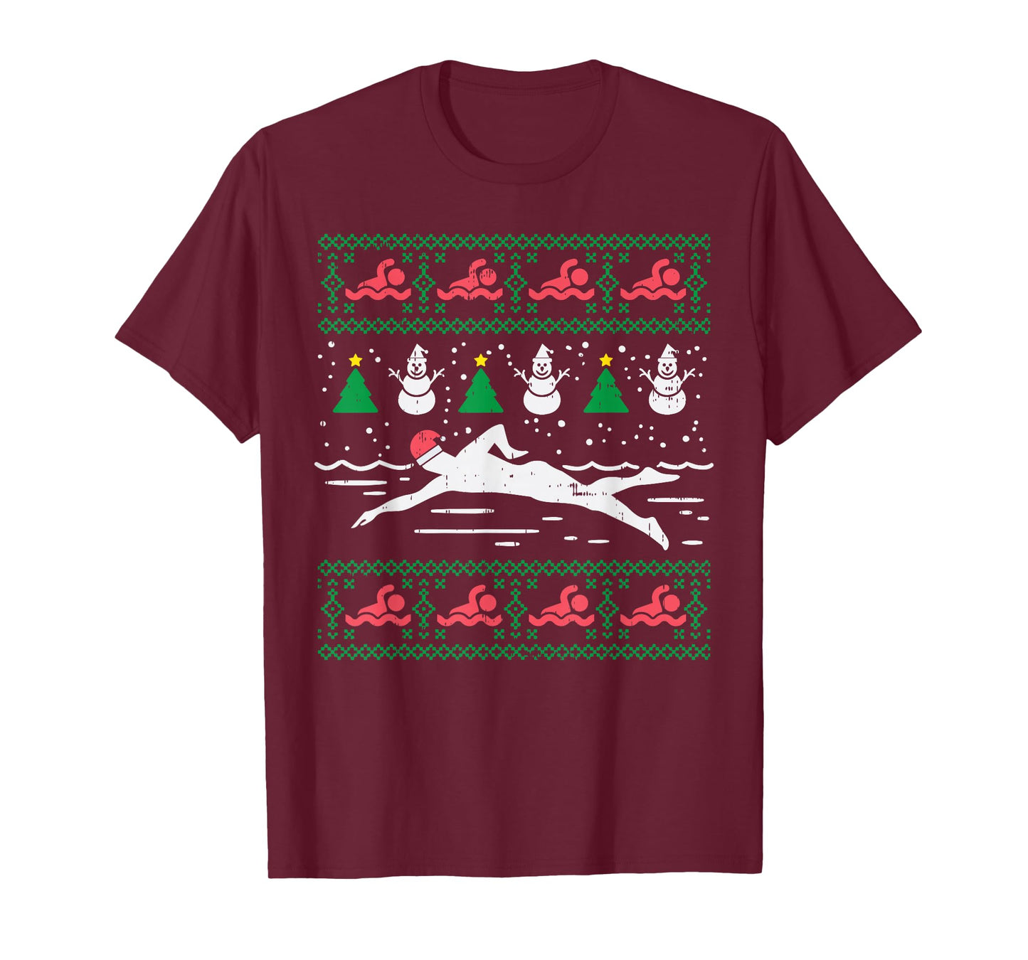 Swimmin Santa Ugly Christmas Sweater Sport Swim Swimmer Gift T-Shirt