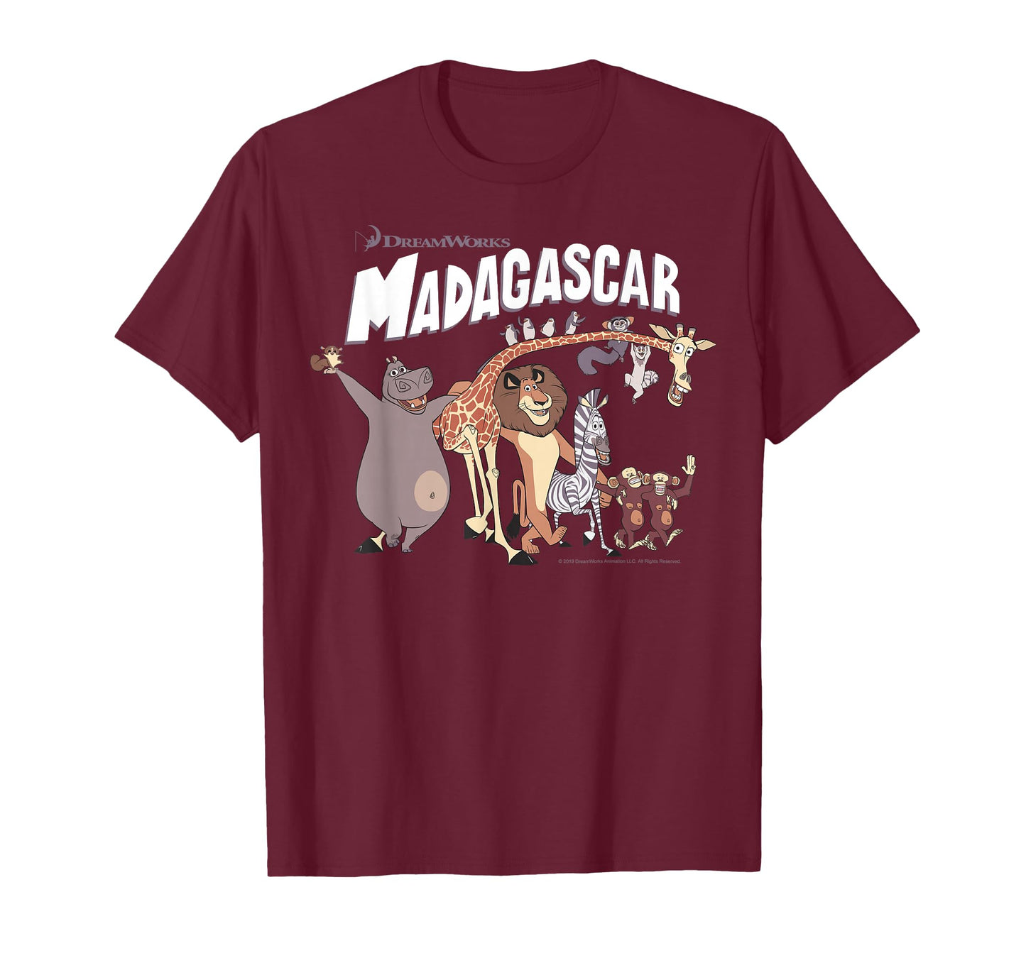 Madagascar Cartoon Group Shot Movie Logo T-Shirt Small