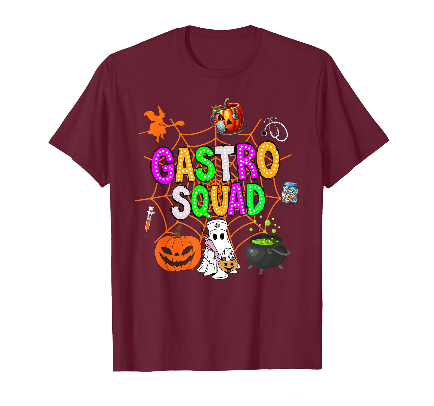 Retro Gastro Squad Ghost Spooky Halloween Endoscopy Nurse GI T-Shirt