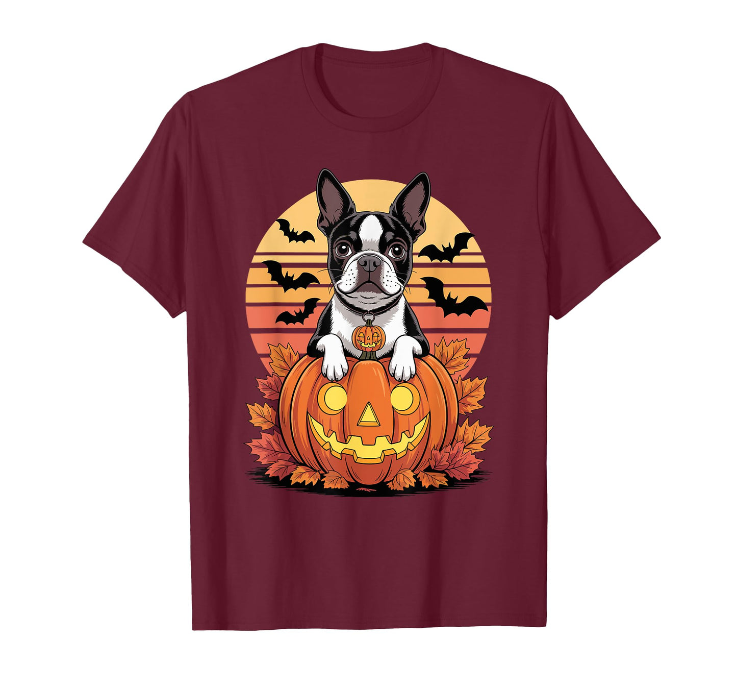 Halloween Retro Boston Terrier T-Shirt