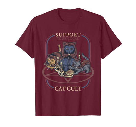 Support Your Local Cat Cult - Retro Occult T-Shirt