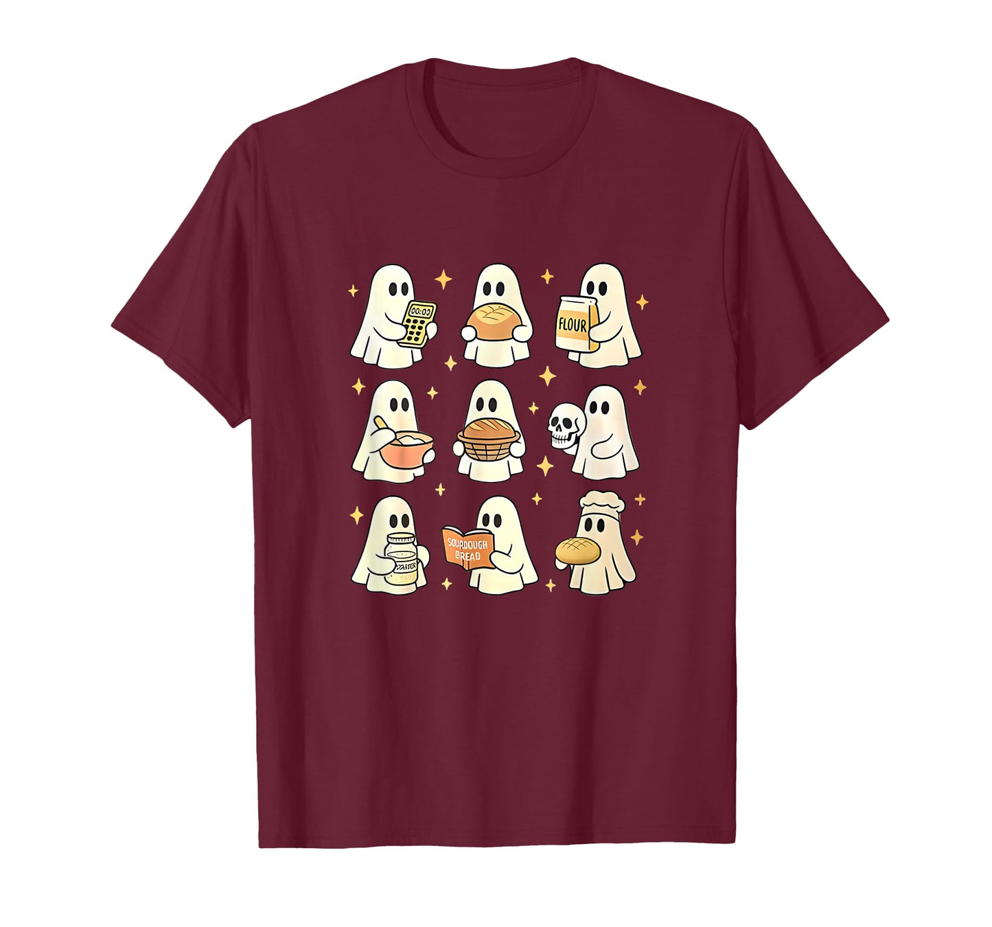 Cute Ghosts Baking Sourdough Bread Halloween Theme T-Shirt