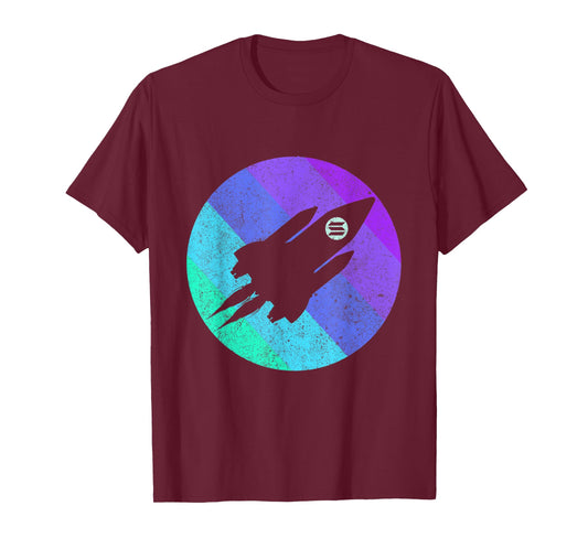 Solana To The Moon SOL Crypto Coin Spaceship | Retro Solana T-Shirt