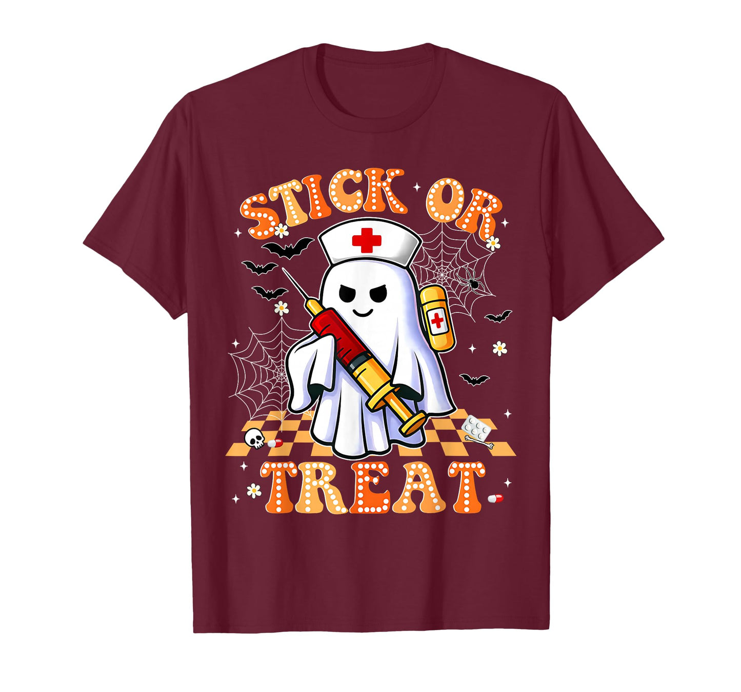 Funny Trick Or Treat Boo Nurse Halloween Costumes Men Women T-Shirt