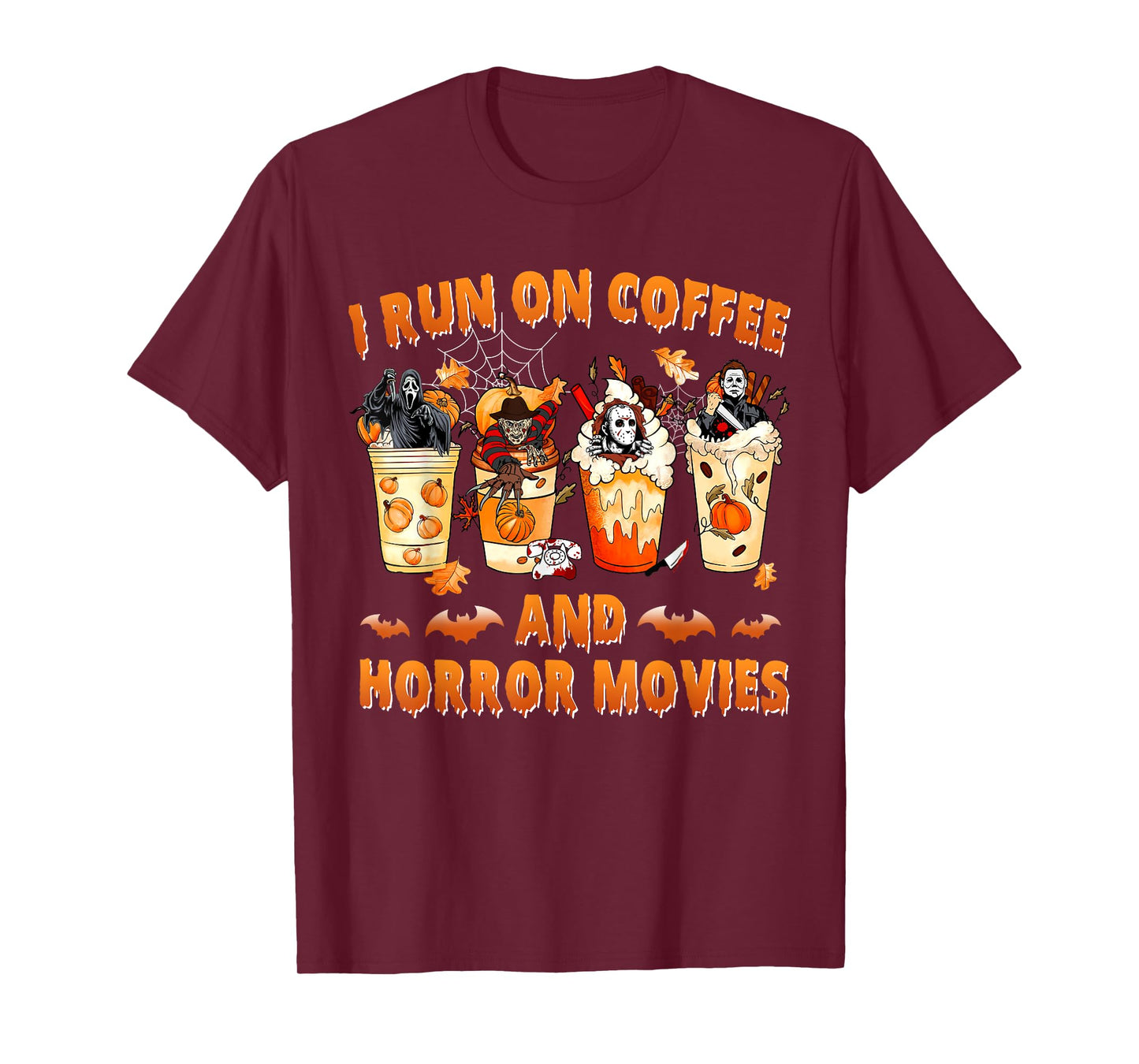 I Run on Coffee And Horror Movies Halloween Latte Coffee Cup T-Shirt