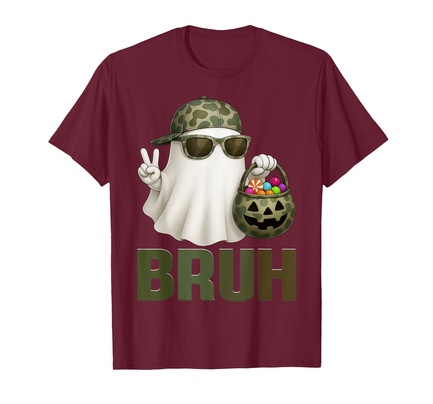 Bruh Halloween Camouflage Camo Ghost Hello Costumes Boy T-Shirt