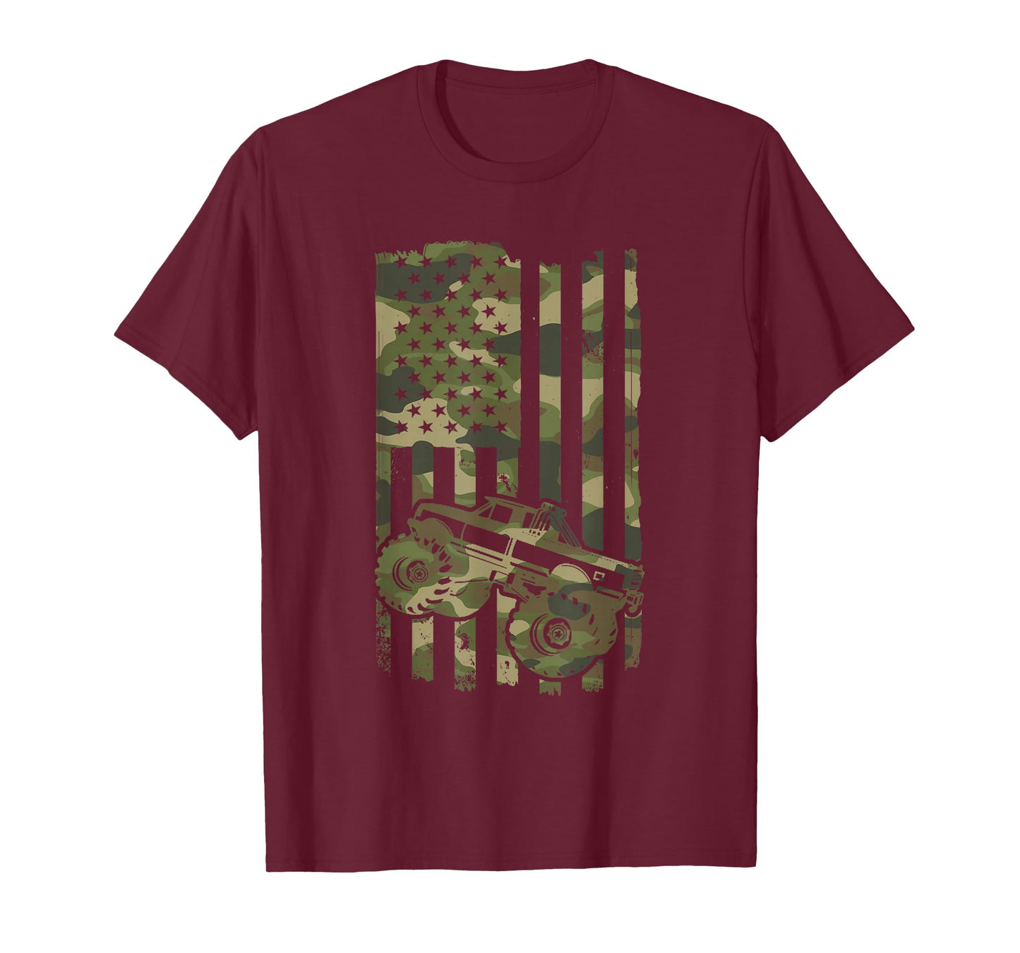 Monster Trucker Retro Monster Truck USA Flag 4th July T-Shirt