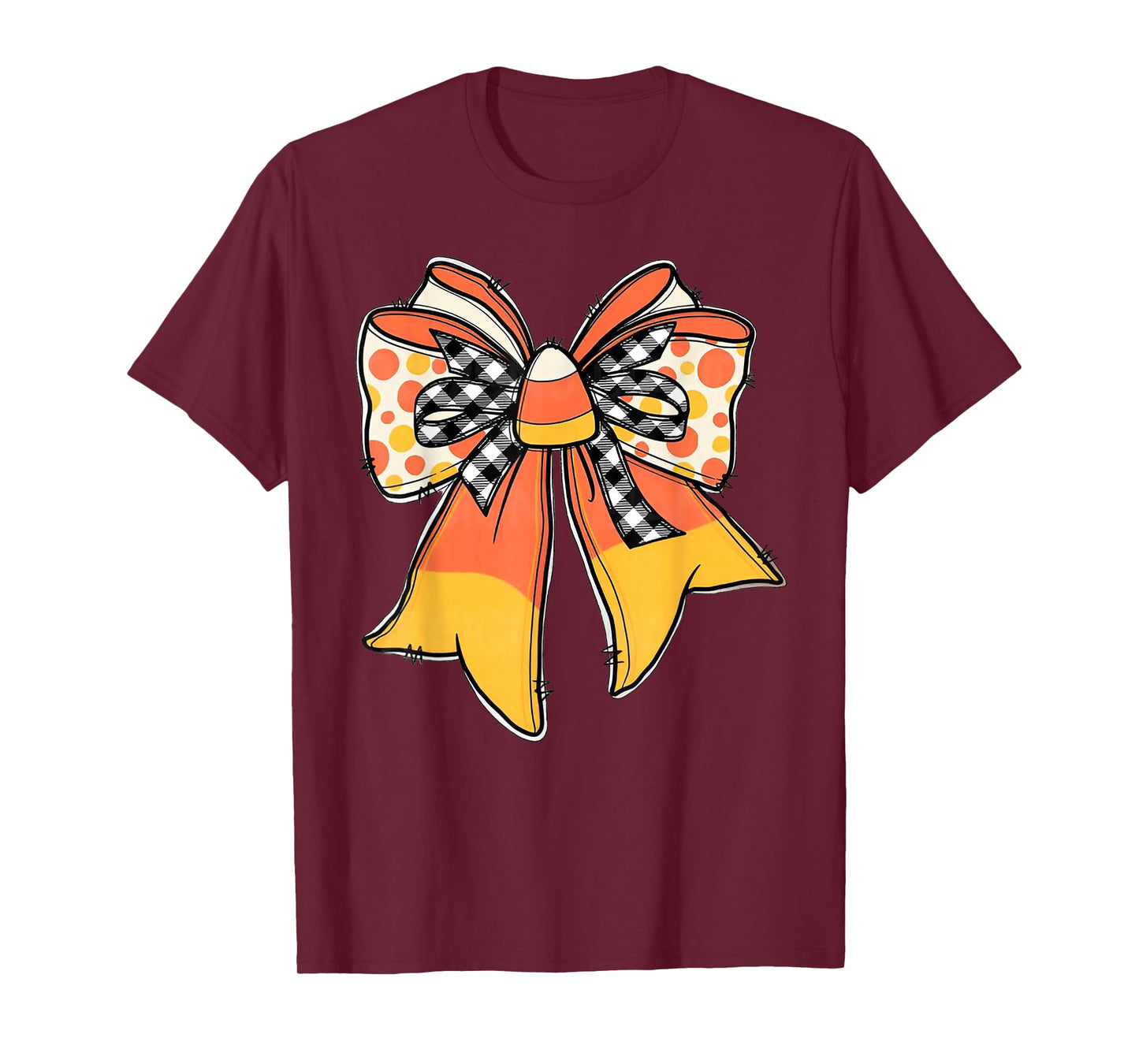 Coquette Bow Candy Corn Thanksgiving Costume Women Girl Kids T-Shirt