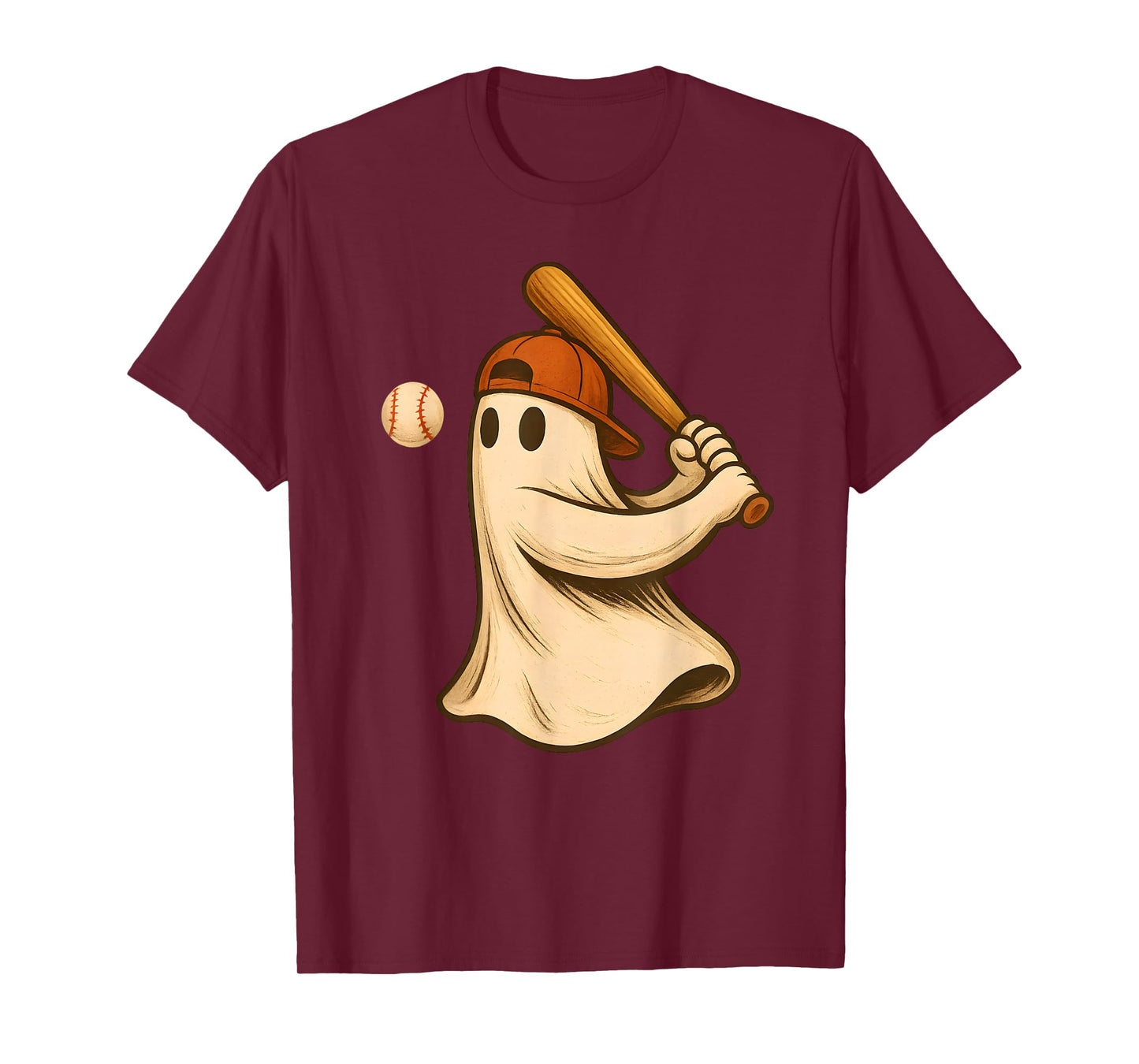 Ghost Baseball Halloween Costume Funny Men Boys Kids T-Shirt