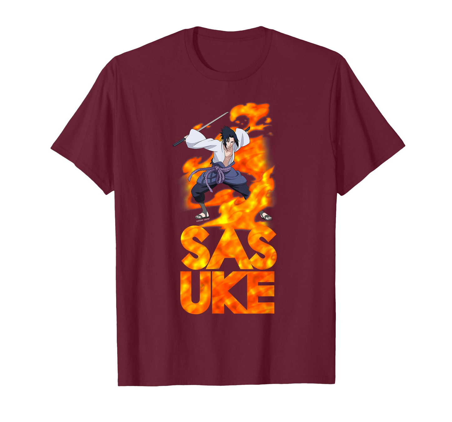Naruto Shippuden Sasuke Stacked Flame Type Anime T-Shirt