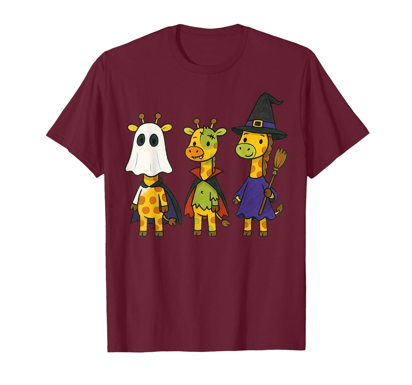 Giraffe Spooky Witch Boo Zombie Cute Halloween Boys Girls T-Shirt