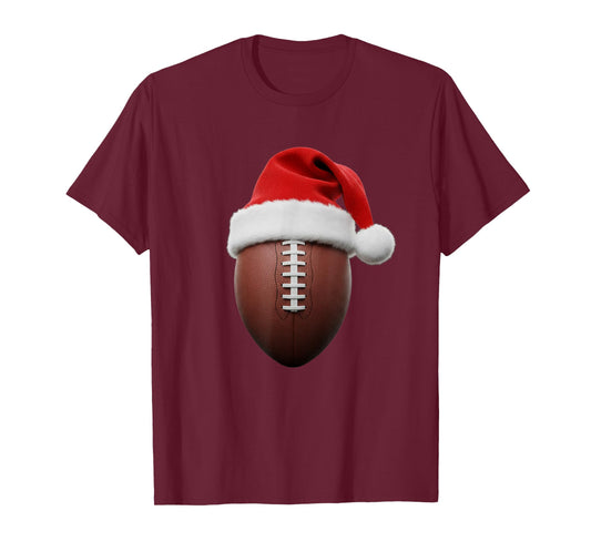 Football Christmas Hat Funny Holiday Sports T-Shirt