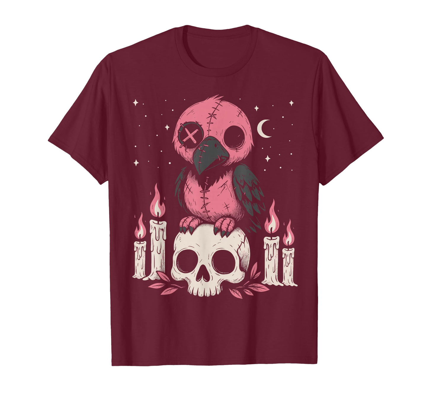 Creepy Cute Pastel Goth Crow Gothic Kawaii Raven Skull T-Shirt