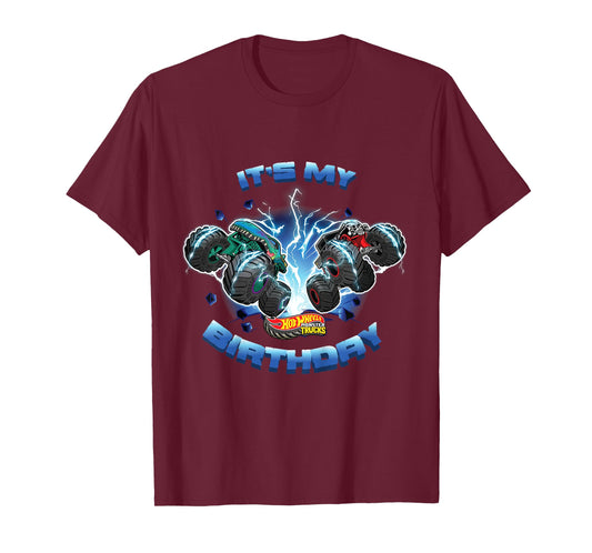 Kids Hot Wheels Monster Trucks - It's My Birthday Smash and Crash T-Shirt