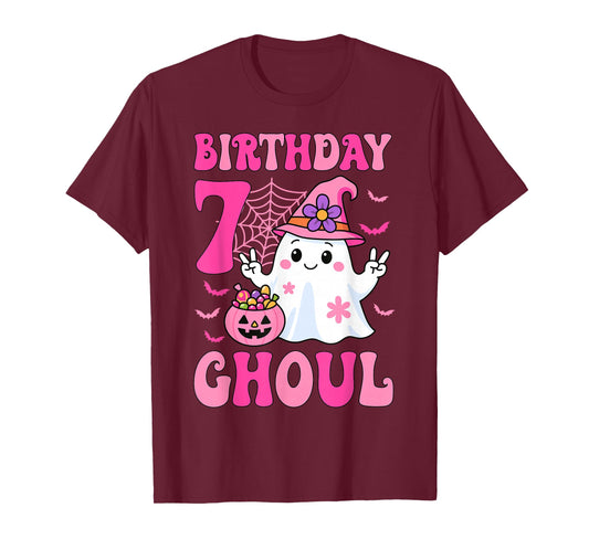 I'm 7 Years Old Girls Cute Ghost It's My 7th Birthday Ghoul T-Shirt