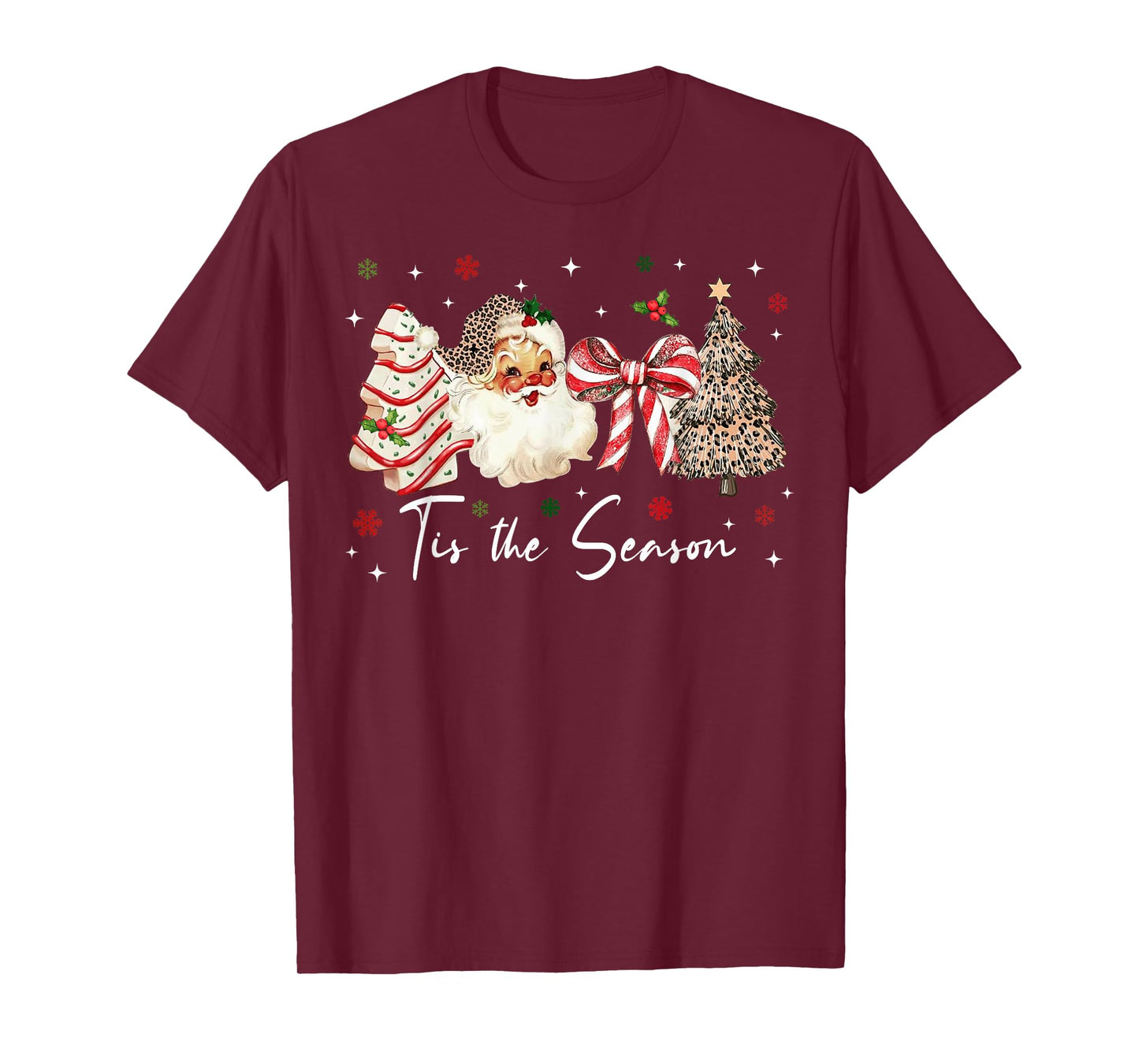 Tis The Season Design Santa Christmas Tree Cakes Debbie T-Shirt