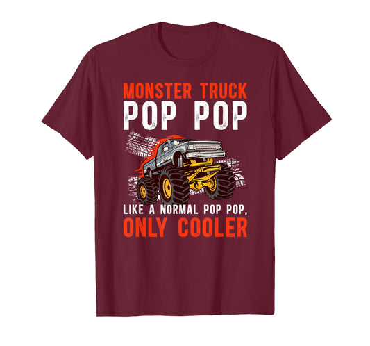 Monster Truck Pop Pop Cool Monster Truck Pop Pop Grandpa T-Shirt