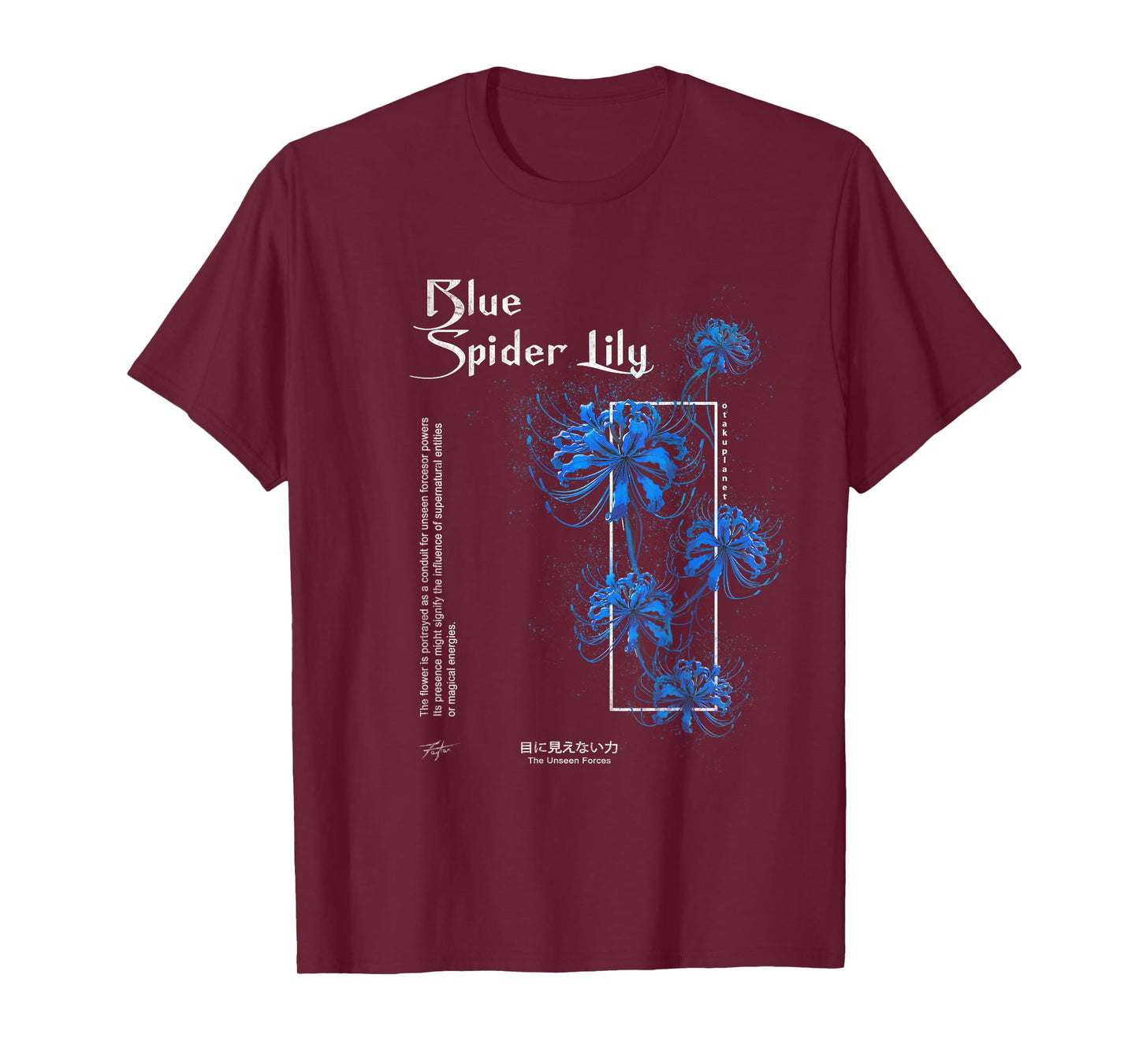 Spider Lily in Japanese Blue Anime Soft Grunge Aesthetic T-Shirt