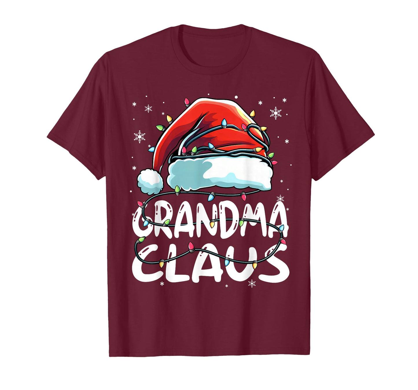 Grandma Claus Christmas Lights Matching Family Xmas Pajama T-Shirt