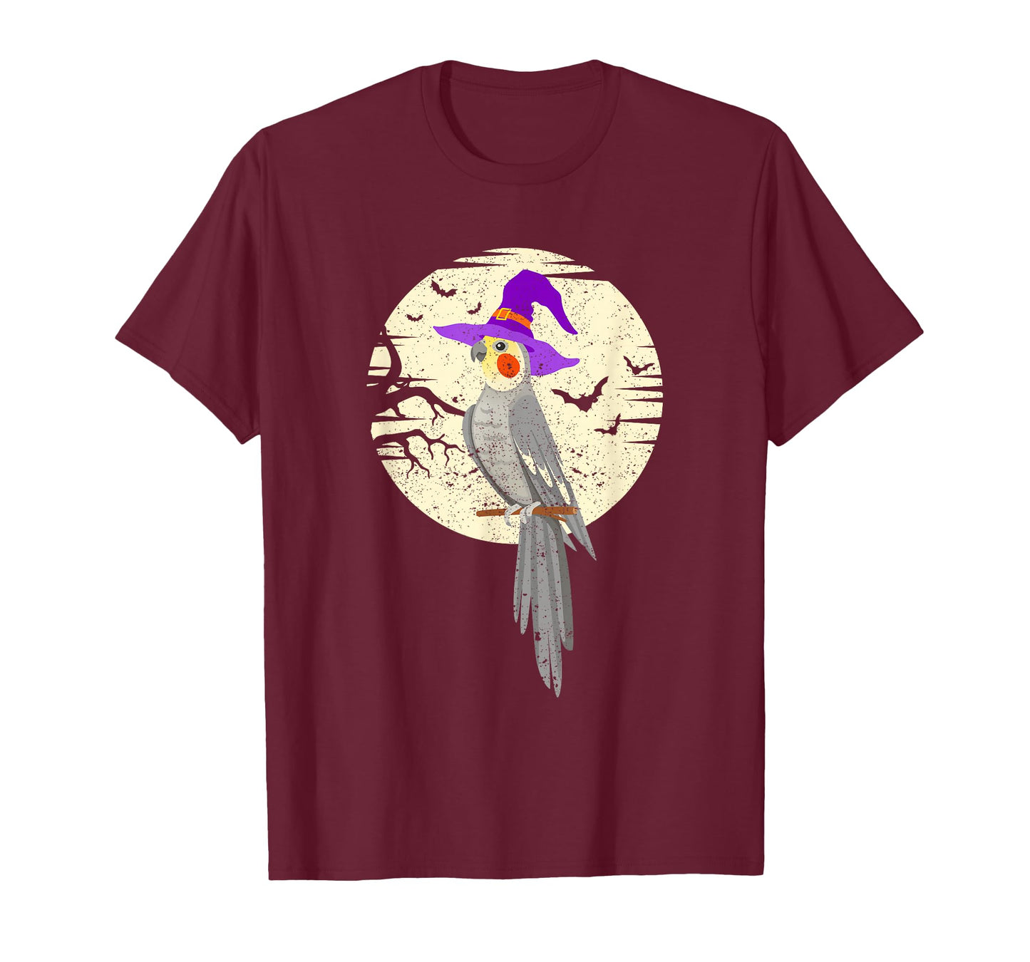 Cockatiel Bird Witch Hat Funny Halloween Animal Lover Scary T-Shirt