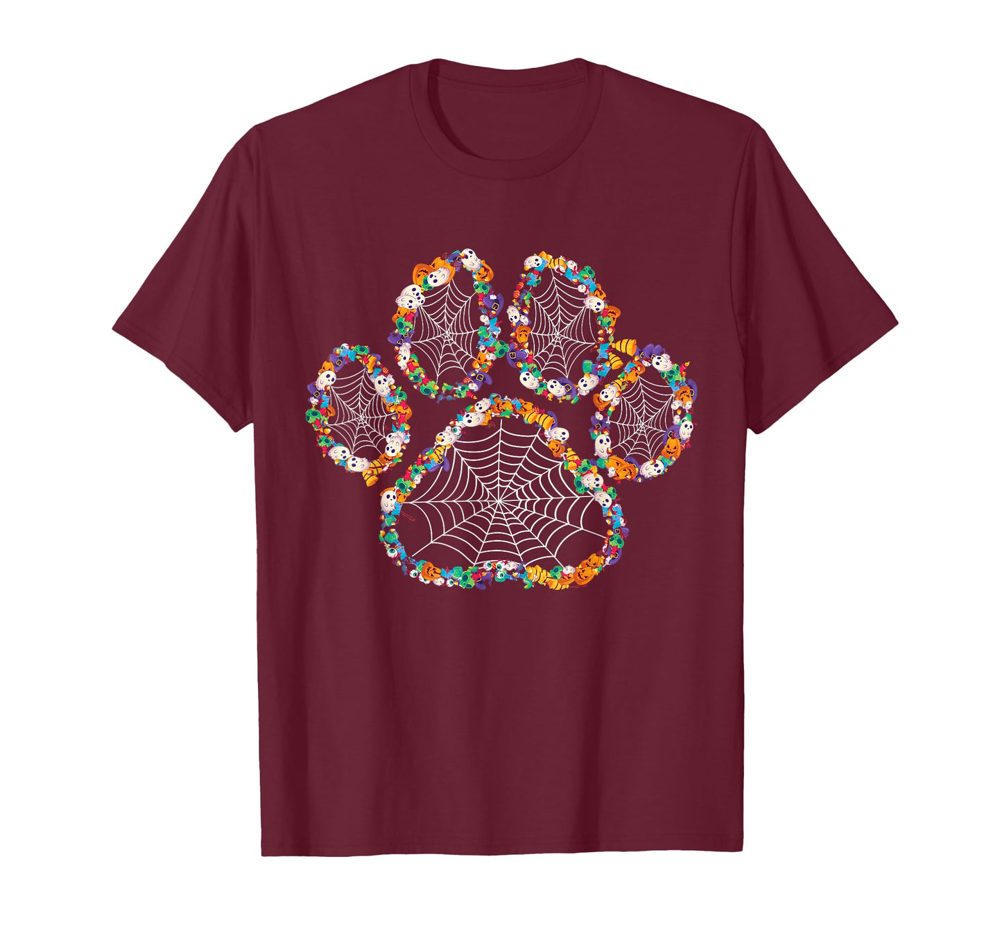 Paw Print Halloween Dog Candy Pumpkin Ghost Gift Women Girls T-Shirt