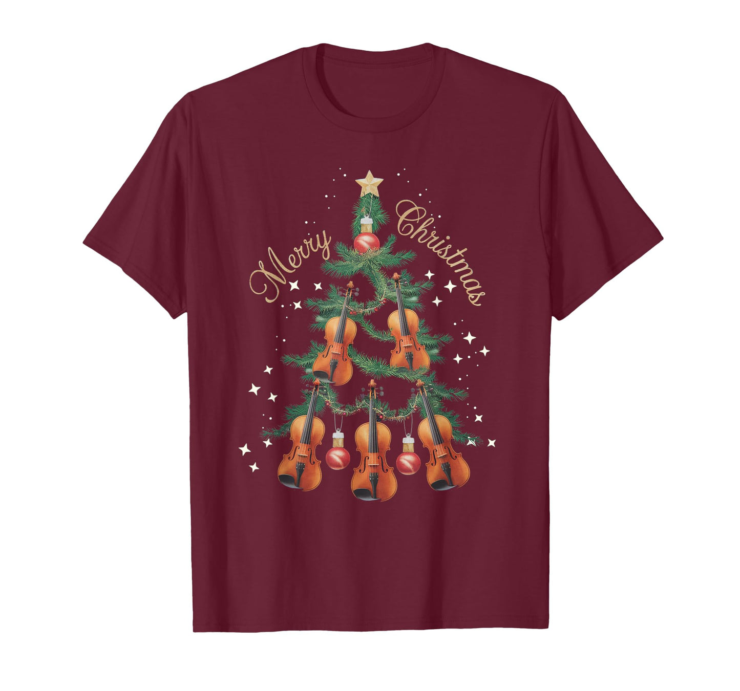 Violin Xmas Tree Violins Christmas Tree Merry Christmas T-Shirt
