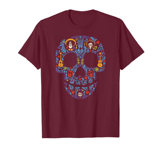Disney Pixar Coco Classic Day of The Dead Skull Chest Logo T-Shirt