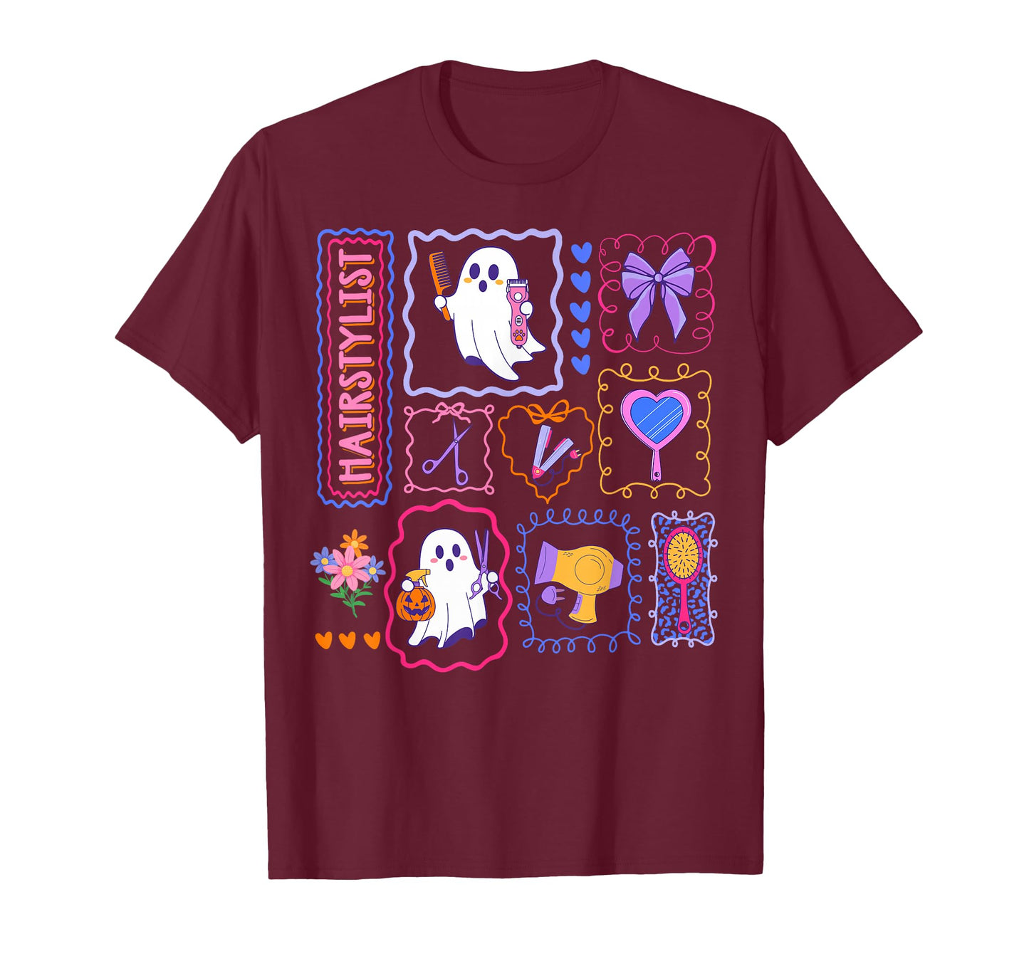 Funny Spooky Ghost Hair Stylist Halloween Hair Salon Women T-Shirt