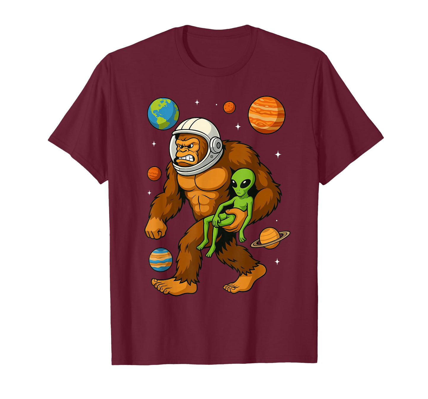 Astronaut Bigfoot Alien Space Funny UFO Space Tee T-Shirt
