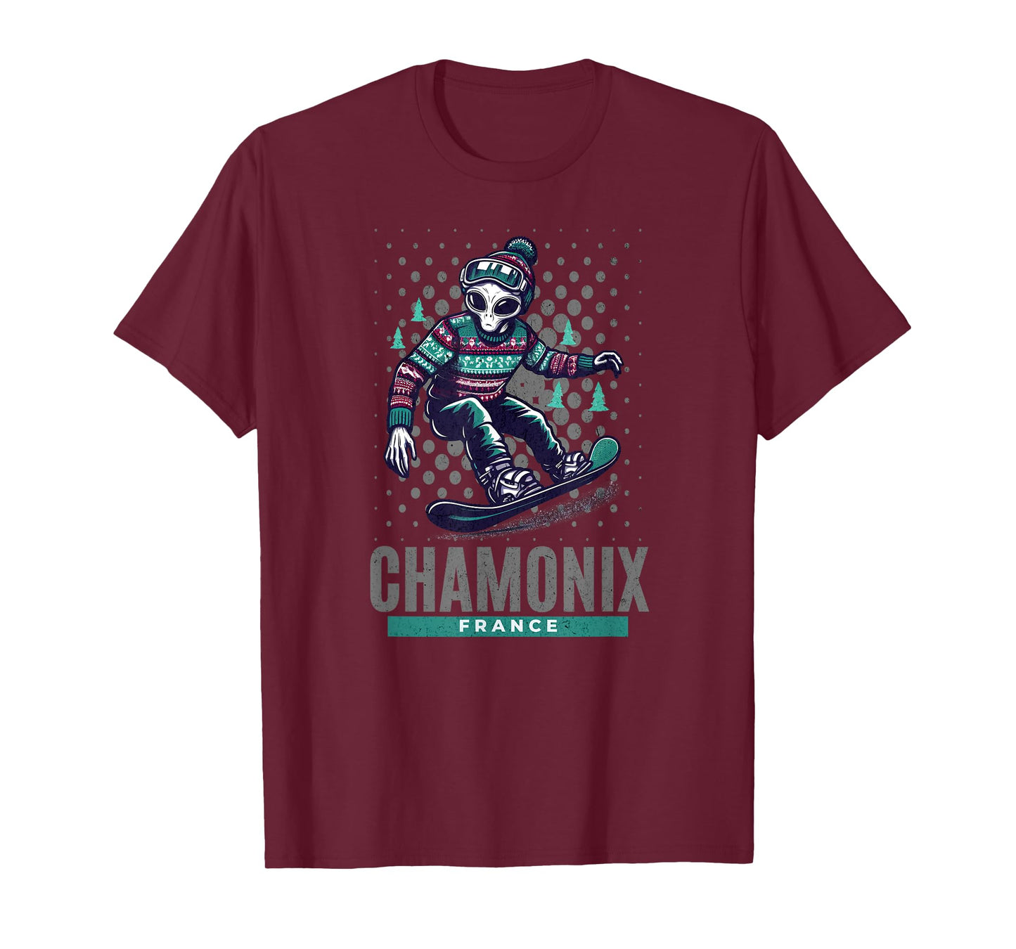 Cosmic Thrills - Alien Snowboarding in Chamonix France T-Shirt