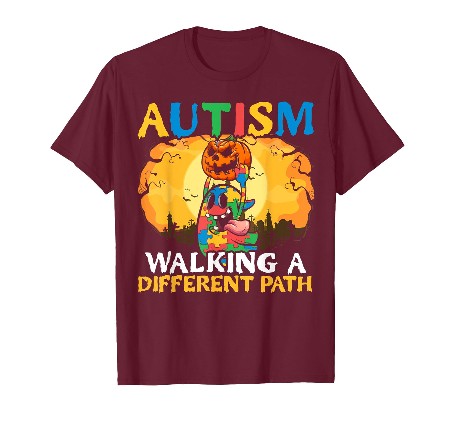Autism Halloween Puzzle Trick Or Treat Autism Awareness T-Shirt