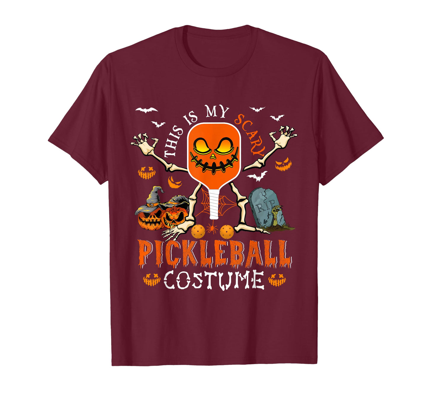 This Is My Scary Pickleball Costume Halloween Skeleton Lover T-Shirt