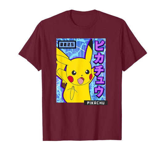 Pokémon 0025 Pikachu Kanji Electric Action Poster T-Shirt