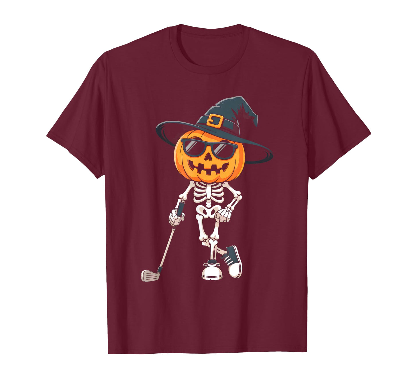 Skeleton Playing Golf Men Dad Father Funny Halloween Costume T-Shirt