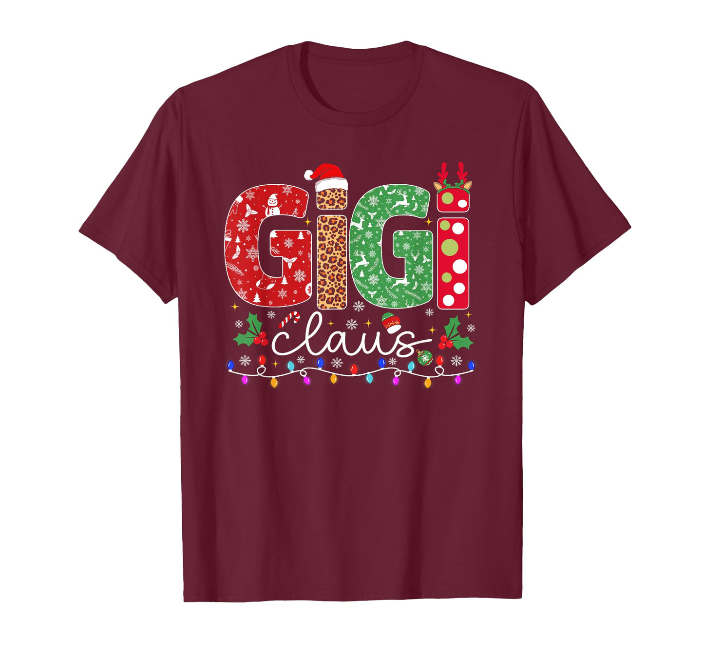 Family Christmas Shirt Women Funny Xmas Lights Gigi Claus T-Shirt