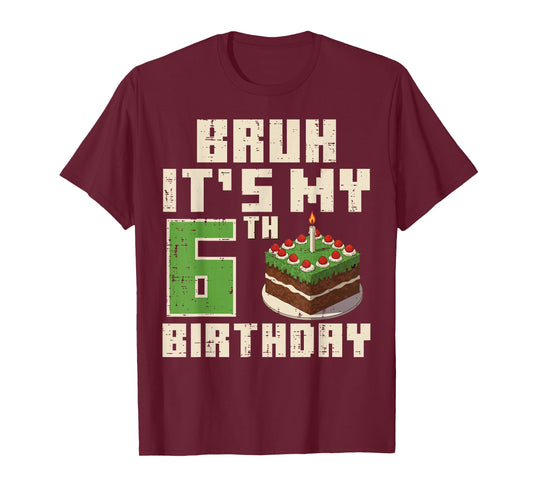 6th Birthday Pixel Gamer 6 Year Old Gaming Bday Boys Kids T-Shirt