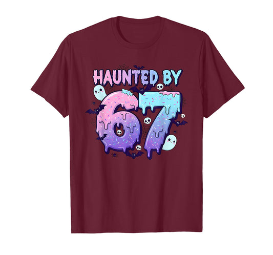 Haunted by 67 Drippy Ghost Meme Funny Halloween Girls Boys T-Shirt